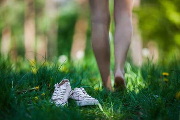 Woman without shoes