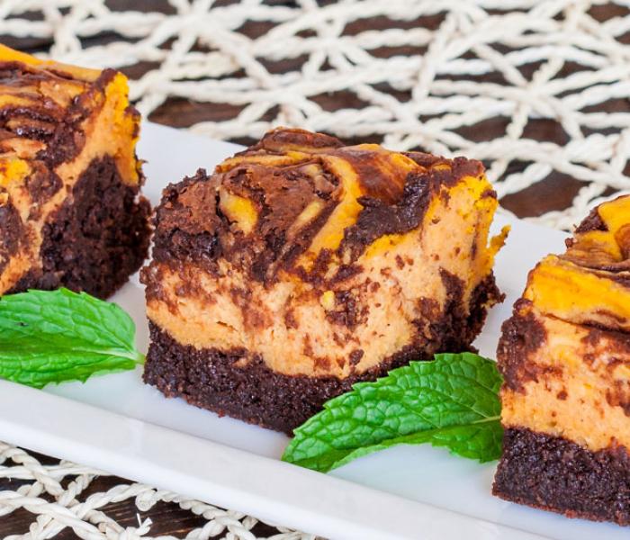 Chocolate Pumpkin Cheesecake Brownies