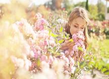 Women smelling the flowers