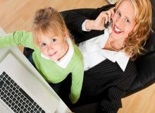 Mom and daughter at work
