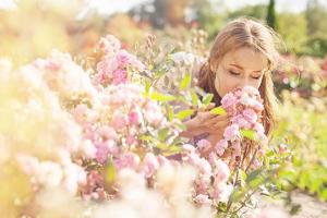 Women smelling the flowers