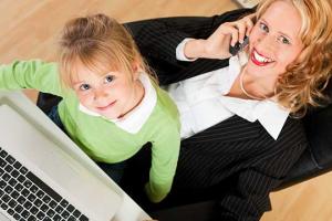 Mom and daughter at work