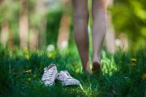 Woman without shoes